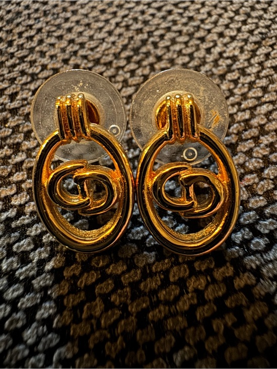 Dior Jewelry - Authentic Dior Gold Oval CD Logo Earrings